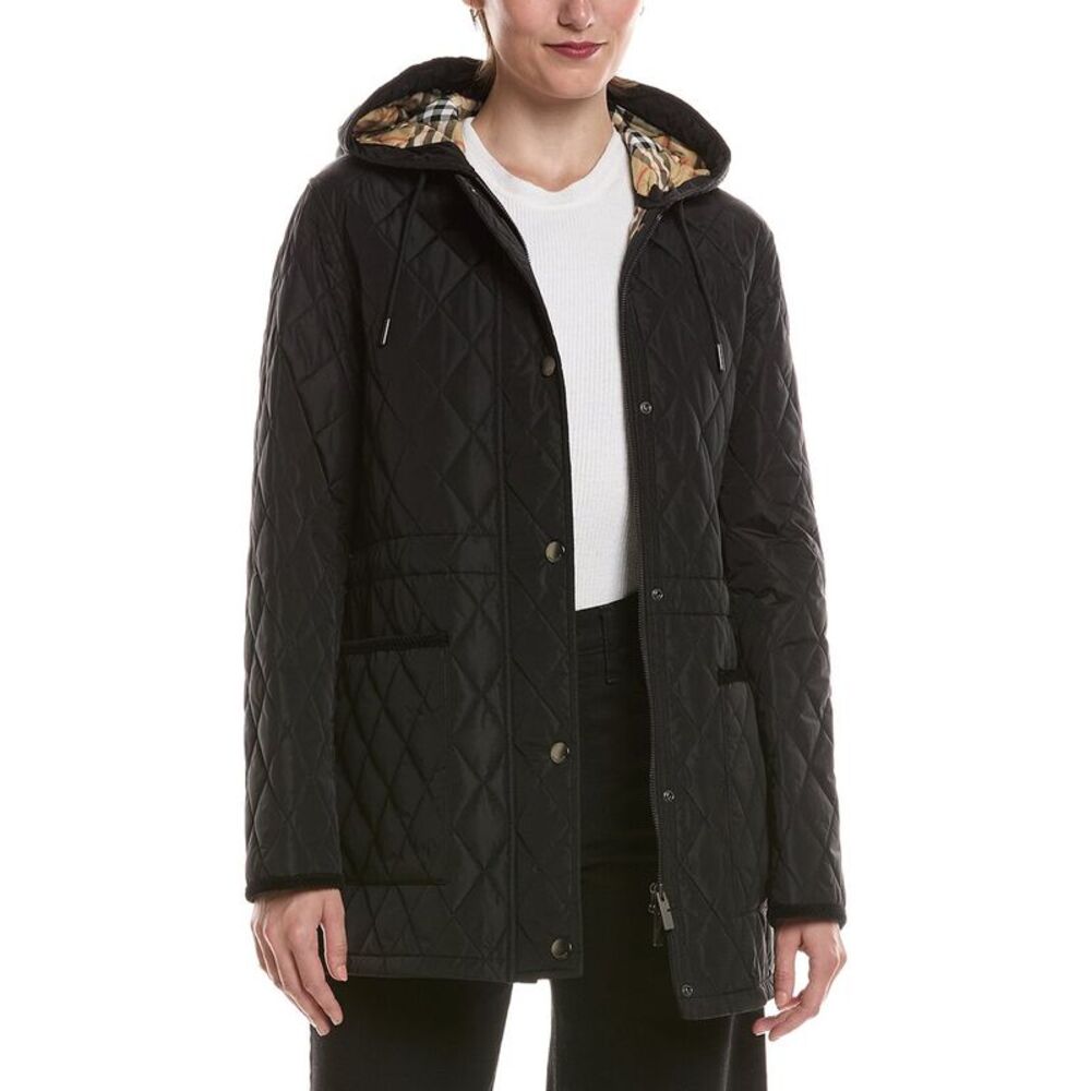 Burberry Womens  Logo Coat, Black